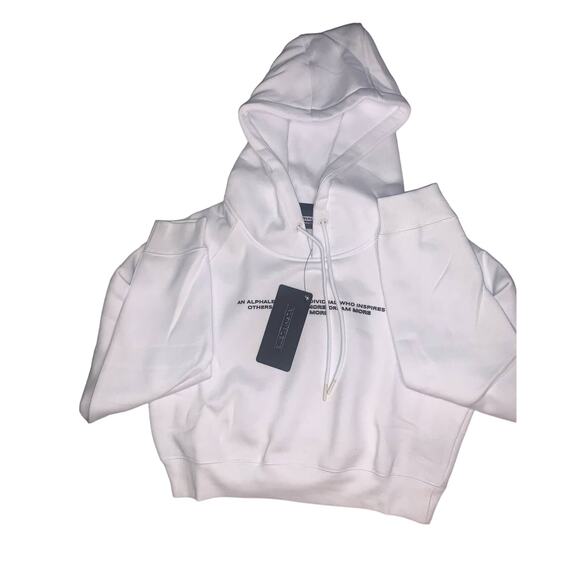 ALPHALETE Legacy Performance Cropped Hoodie. White. Small - Picture 3 of 15